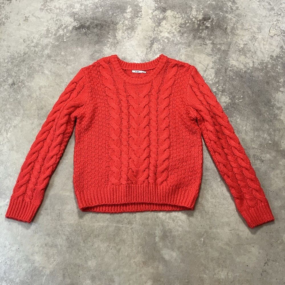 Mi Ami‎ Francescas Collection Sweater Womens XL Red Cable Knit Pullover Holiday